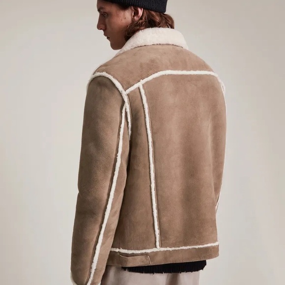 All Saints men’s Hayle genuine suede and shearling jacket - Picture 4 of 4